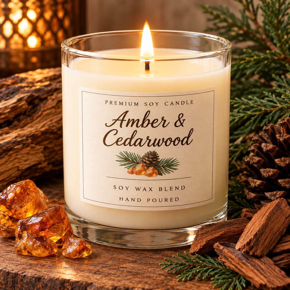 Amber & Cedarwood Soy Candle