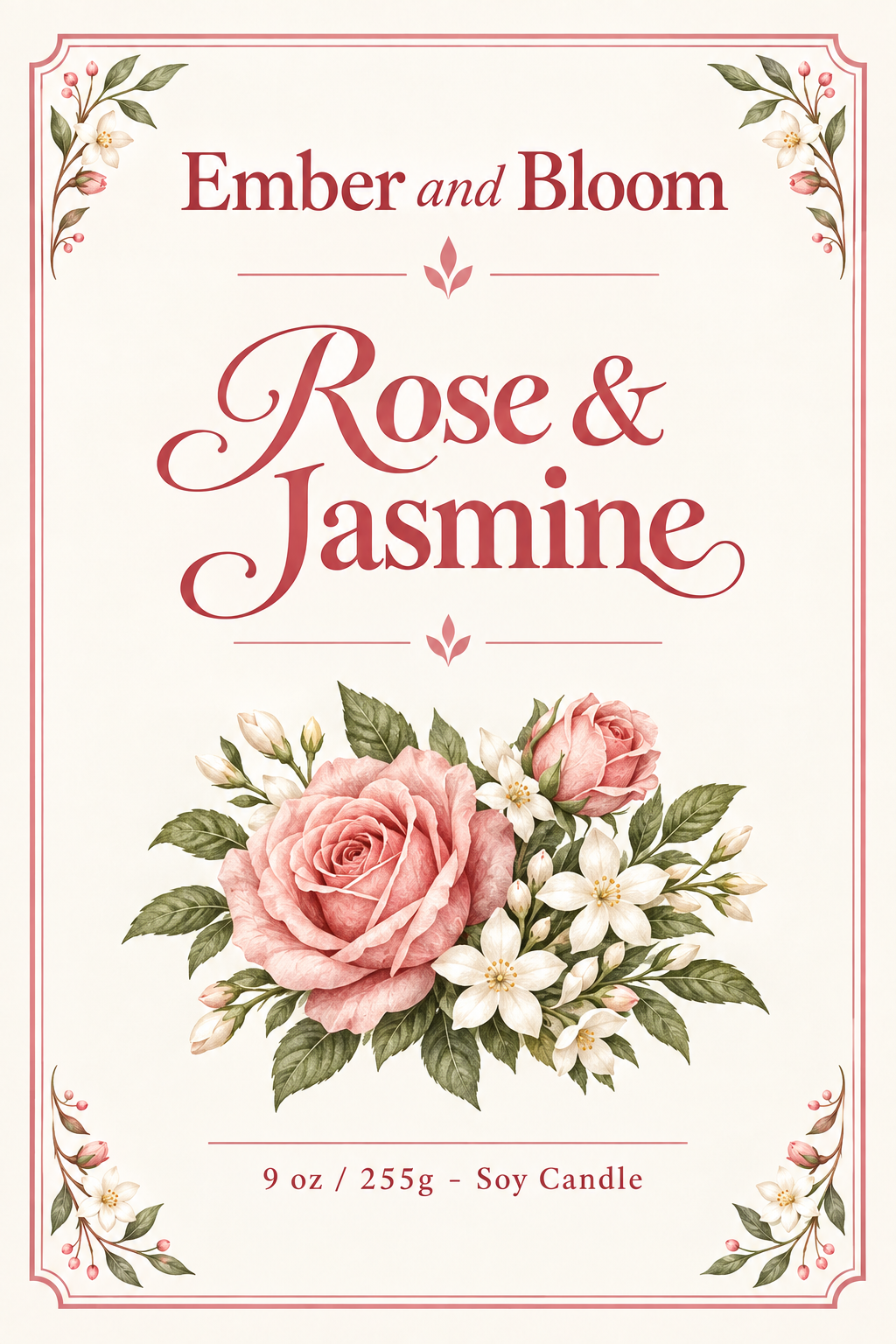 Rose & Jasmine Soy Candle