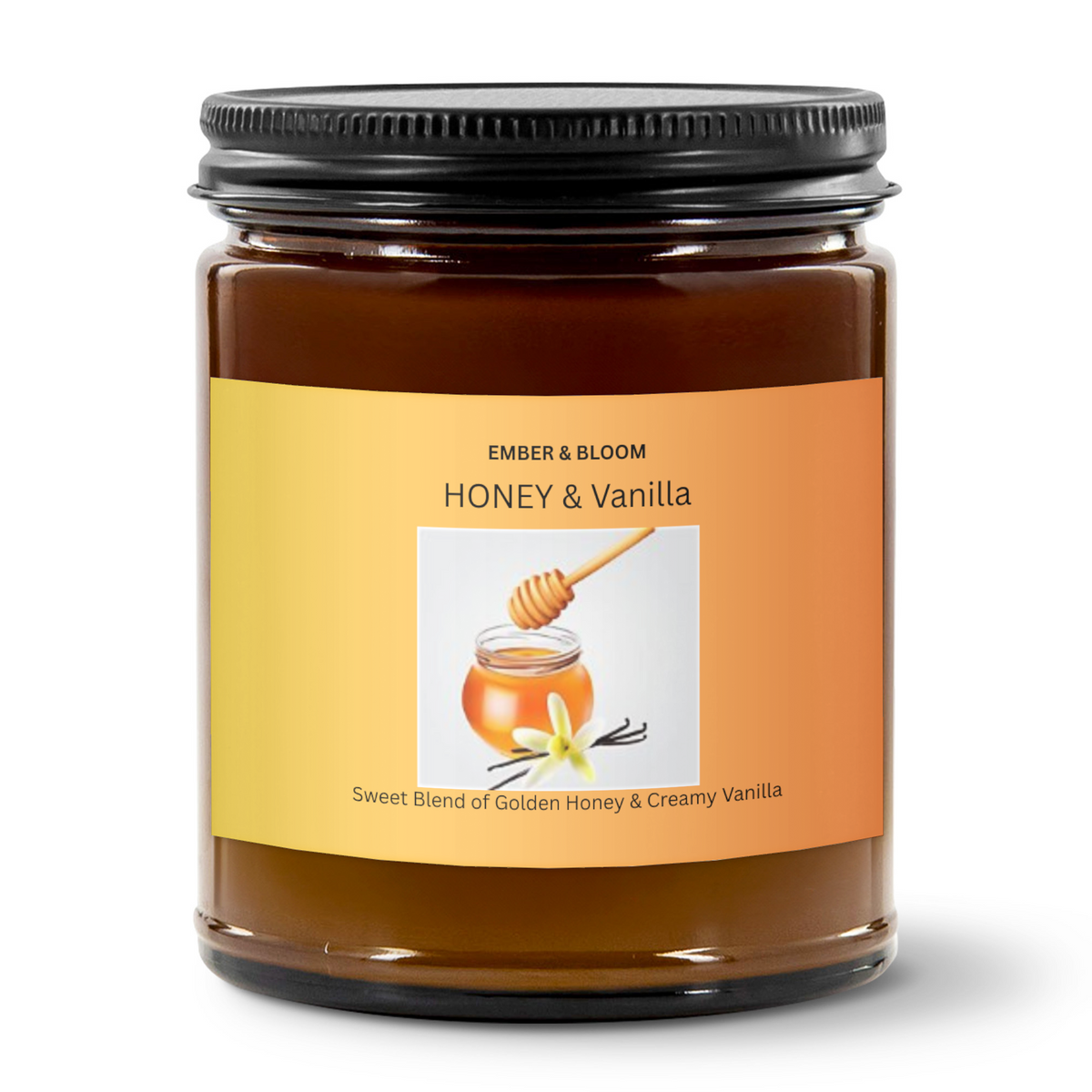 EMBER & BLOOM, HONEY & VANILLA, 9oz Amber Jar Candle