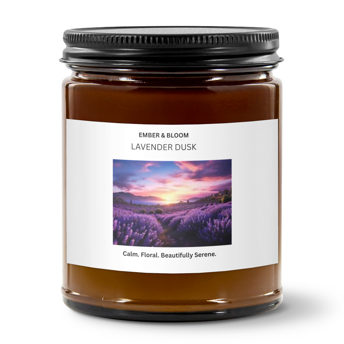 EMBER & BLOOM, Lavender Dusk Scented Candle,9oz Amber Jar Candle