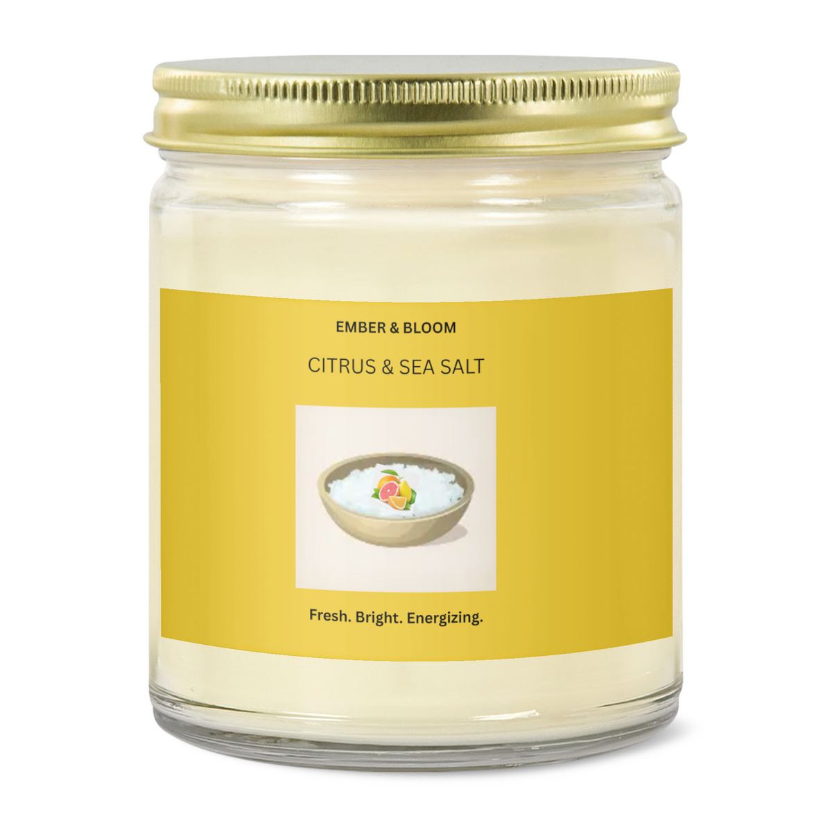 EMBER & BLOOM, CITRUS & SEA SALT, 9oz Clear Jar Candle