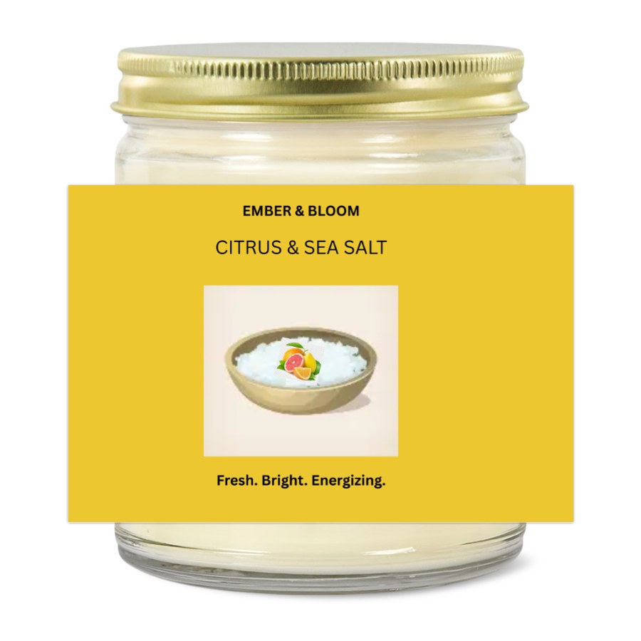 EMBER & BLOOM, CITRUS & SEA SALT, 9oz Clear Jar Candle